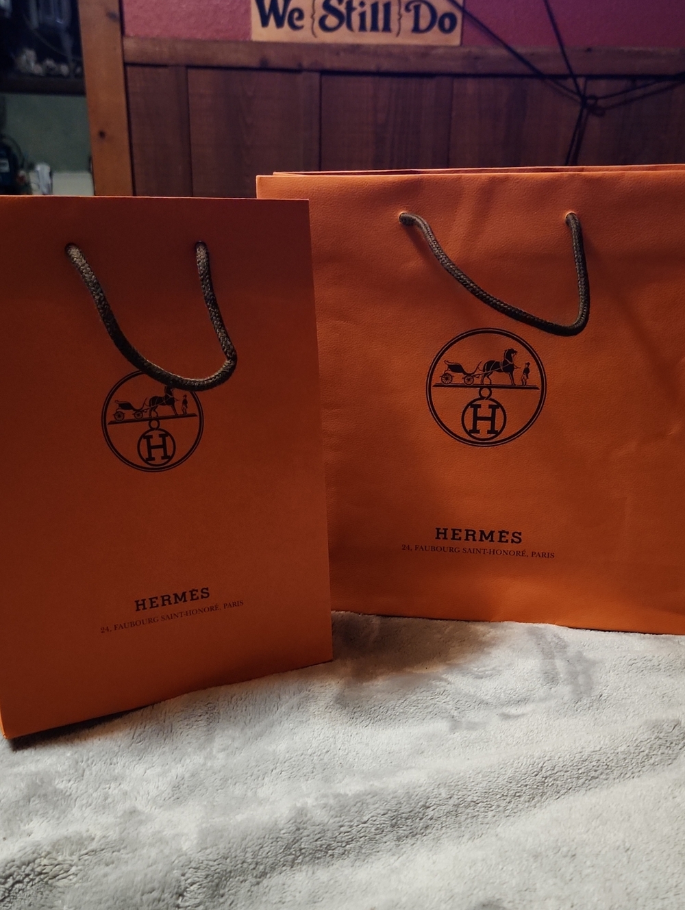 Hermes Orange Shopping Bags with Logo